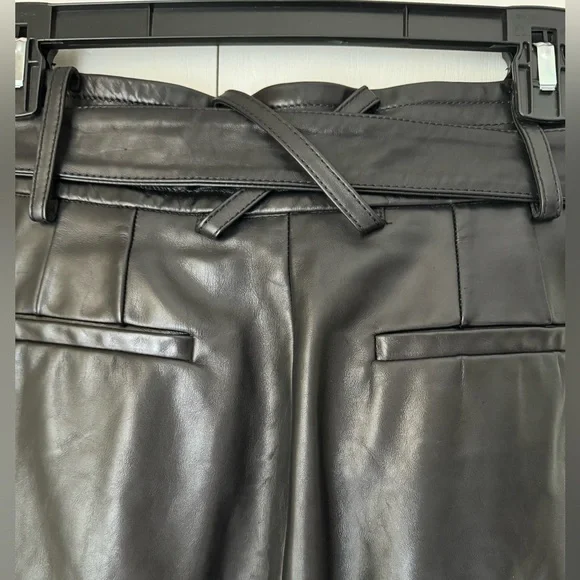 Creatures Of The Wind Runway Black Leather Belted Midi Skirt Size 8